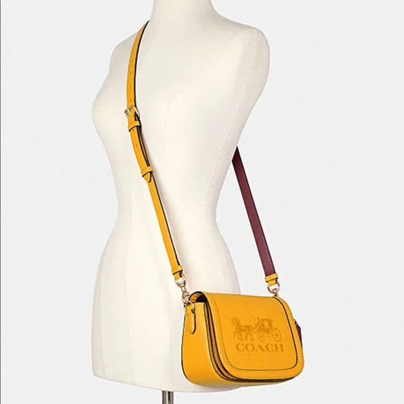 Coach Saddle Bag With Horse And Carriage Crossbody Bag 
Gold/Ochre/Vintage - Picture 5 of 11